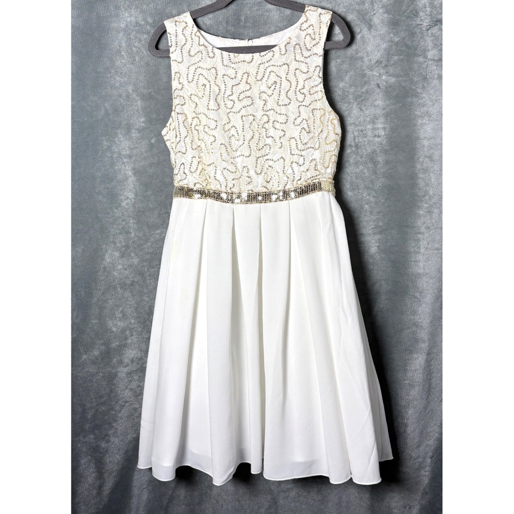 Dorissa Girls Ivory Gold Sequins Lined w/ Tulle Princess Wedding Fairy Dress. 12